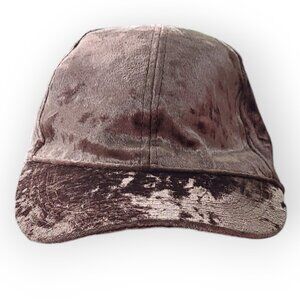 NEW Taupe Faux Crushed Velvet Disco Y2K Women Cap Hat Adjustable